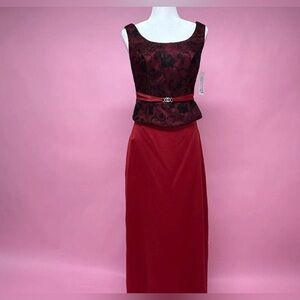 Allure Bridals Red and Black Sleeveless Two Piece Gown